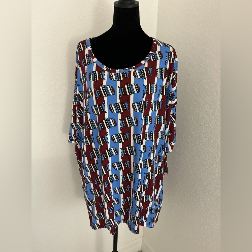 LuLaRoe Irma US Star striped Print Oversized Tunic Top – Size 3X – NWT - Picture 7 of 14